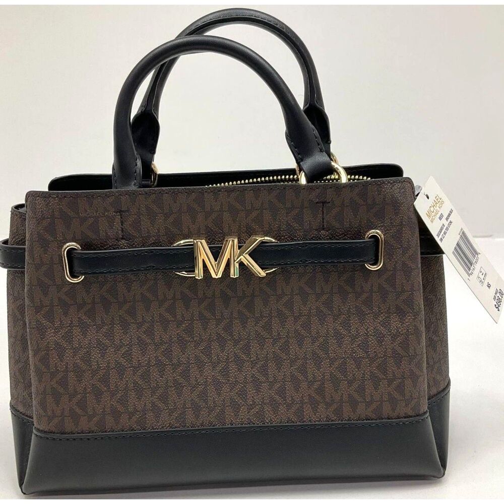 NWT FS Michael Kors Brown Signature Print Small Crossbody Pebble Leather Handbag